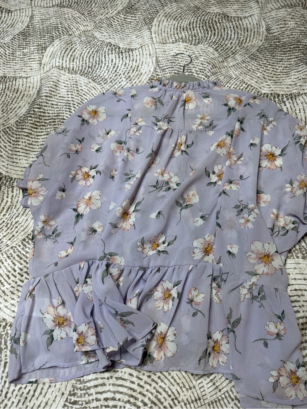 UmgeeFloral Ruffle Peplum Blouse - Lavender - Picture 2 of 8